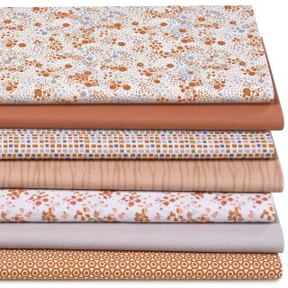 Patchwork- und Quiltpaket "Grafik Erdtöne", weiß/hellbraun/zimt