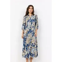soyaconcept Druckkleid SC-CUNILLA 2 aus Viskose, langer Schnitt, mit V-Ausschnitt