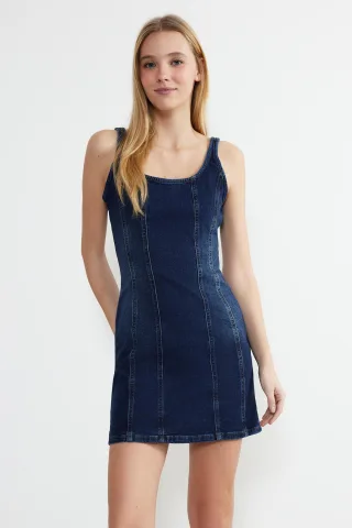 Damen Midi-Kleid, ärmellos, lässig/figurbetont