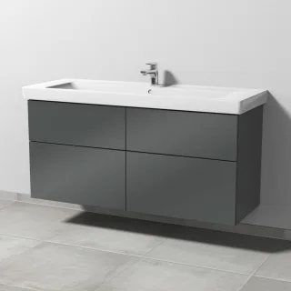 Sanipa 3way Waschtischunterbau zu Villeroy & Boch Subway 2.0 Waschtisch mit 4 Auszügen, Anthrazit-Gl SF61679