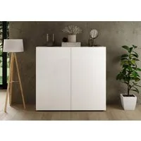 Home affaire Highboard Rio, Höhe 111 cm, Breite 120 cm, Stauraumschrank, Kommode, 2 Türen, geriffelte MDF-Fronten, modern u. elegant, viel Stauraum