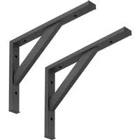 SO-TECH® Wandregalhalter Schwerlastkonsole Schwerlastwinkel Regalwinkel Wandkonsole, Spar-Set 2-tlg., Stahl, Tragkraft 75 kg / Paar, 295 x 215 mm schwarz