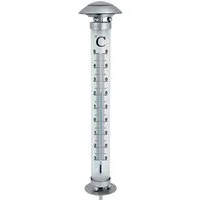 kamelshopping Gartenthermometer XXL Solar LED Außenthermometer mit Beleuchtung, Einschaltautomatik, kabellos, solarbetrieb, inkl Erdspieß