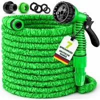 TRESKO Gartenschlauch Flexibler Wasserschlauch Garten kein verknoten, dehnbarer Flexischlauch Multifunktionsbrause mit 7 Funktionen