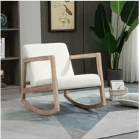 furnicato Schaukelstuhl Massivholz 60x76x77 cm Cremeweiß (1 St), Sanft schwingender Sessel mit Teddyfleece für dein Wohnzimmer
