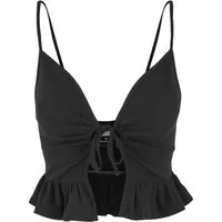 URBAN CLASSICS T-Shirt-BH Urban Classics Damen Ladies Waffle Pique Ruffle Top