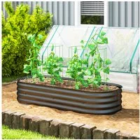 Outsunny Hochbeet geschützte Kanten, Design ohne Boden (Frühbeet, 1 St., Pflanzkasten), für Garten, Balkon, Terrasse, Dunkelgrau