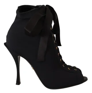 Dolce & Gabbana Damen Schwarz Stretch Kurzstiefel Schuhe