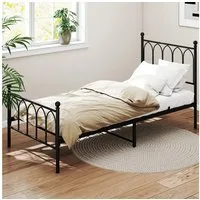 REDOM Metallbett Einzelbett Jugendzimmer mit Lattenrost ohne Martatze (90x200cm ohne Matratze), Zusätzlicher Aufbewahrungsraum, Standard-Einzelbett