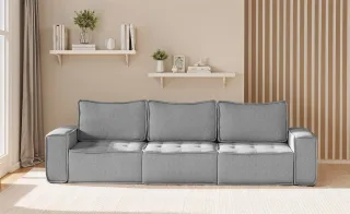 Sofa Modulsofa 3-teilig SANDE 3-Sitzer Stoff Raven Grau