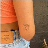 Inkster Schmuck-Tattoo Engelskind mit Herz Tattoo, wasserfestes temporäres Tattoo, 2 Wochen Halt