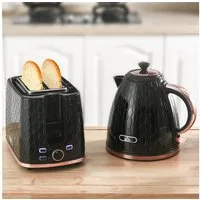 HOMCOM Frühstücks-Set Wasserkocher mit automatischer Abschaltung, 2-Scheiben-Toaster (2-tlg), Set in Schwarz, Schnellkochfunktion