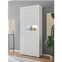 Home affaire Vitrine Chester, Hochschrank mit Stauraum, Glasvitrine, Anrichte, Weiß Matt (1-St) austauschbare Blende in der Griffleiste, zeitloses Design, 85 cm breit