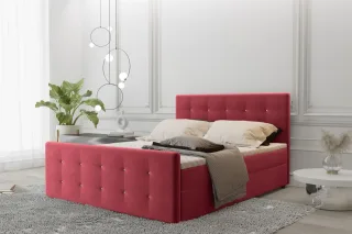 Boxspringbett Schlafzimmerbett MAURO 120x220cm Stoff Soro Rot inkl.Bettkasten