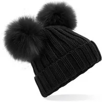 Beechfield® Bommelmütze Strickmütze / Wintermütze mit Doppel-Bommel für Kinder verschiedene Größen