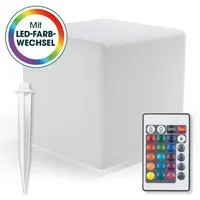 EASYmaxx LED Solarleuchte LED Solarleuchte mit Fernbedienung - kaltweiße Leuchten - Solarbetrieb, Würfel, mit Farbwechsel - dimmbare Helligkeitsstufen, 12 Farben, 5 Leuchtmodi