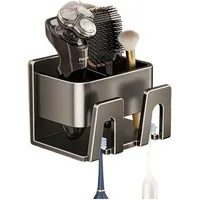 Jumpeak Zahnbürstenhalter zahnbürstenhalter wand ohne bohren, Metallkonstruktion,Partitionsstruktur,Duschablage