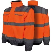 PRO FIT Arbeitsjacke, Warnschutz Pilotenjacke, Atmungsaktiv, Unisex, Neonorange/Grau (1-St) Wind- & Wasserabweisend, Ärmel abnehmbar, Reflexstreifen