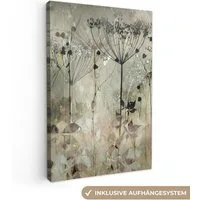 OneMillionCanvasses® Leinwandbild Blumen - Grau - Natur - Kunst, Fotodruck (1 St), Leinwand Canvas Wandbild, Wanddekoration 20x30 cm