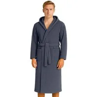 BARBONS Herrenbademantel Barbons Bademantel Herren, Morgenmantel Baumwolle mit Kapuze, Kapuze, Bindegürtel, Taschen, Gürtel, Langform, Walkfrottee, Kapuze, Gürtel, 2 Taschen, S-3XL