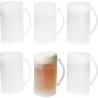 MamboCat Bierglas 6x ToGo Bierkrug aus Kunststoff 0,4L kühlender Humpen Camping Outdoor, Kunststoff