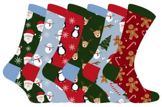 Kinder Weihnachten Socken | Sock Snob | Neuheit Spaß Muster Weihnachtsgeschenk Socken für Jungen & Mädchen - 6 Pack