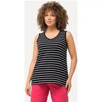 Ulla Popken Longtop Top 2er-Pack Ringel/uni V-Ausschnitt ärmellos (2-tlg)