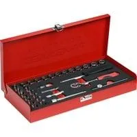 Red Steckschlüssel-Satz 1/4", 32-teilig rot, mit Umschalt-Knarre, SW 4mm - 13mm