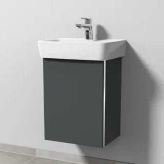Sanipa 3way Waschtischunterbau zu Geberit Renova Plan Waschtisch mit 1 Tür, Anthrazit-Matt BR87022