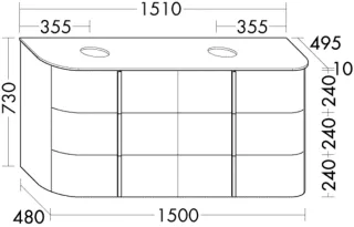 Burgbad Waschtischunterschrank Lavo 2.0 T. 730x1510x495 Kieselgrau Softmatt, SFZZ151F6795 SFZZ151F6795