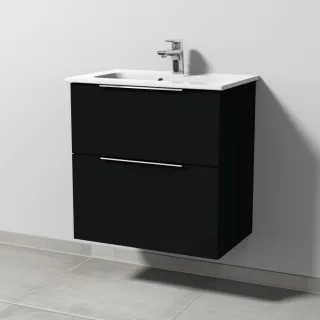 Sanipa 3way Waschtischunterbau zu Duravit ME by Starck Waschtisch mit 2 Auszügen, Schwarz-Matt UF72208