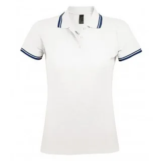 SOLS Damen/Damen Pasadena Tipped Kurzarm-Piqué-Poloshirt (Weiß/Navy)