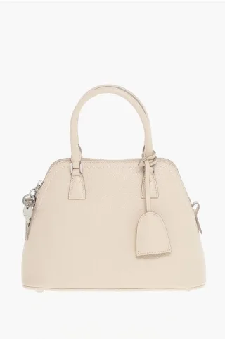 MM11 5AC-Tasche aus strukturiertem Leder mit Canvas-Detail in Beige