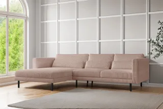 Ecksofa Designersofa AGADA in Stoff Poso Hellrosa Ottomane Links