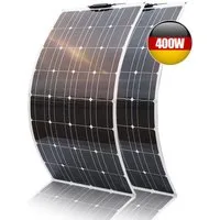 Rhein Beleuchtung Solarmodul 200W effizientes flexibles Solarpanel aus monokristallinem Silizium, 200 W, Monokristallin, (Set, 2-St., Für Wohnmobil, Garten, Boot – solarpanel 200w, solarpanel camping), Dünnes, leichtes Design mit Montagelöchern – lan
