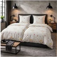 Casa Colori Bettwäsche Seersucker Bettgernitur 135x200 100% Baumwolle, Seersucker, 4 teilig, Weiß Blumenmuster