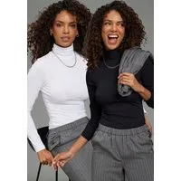 Laura Scott Body (Packung, 2er-Pack) im 2er-Pack, aus elastischer Baumwollmischung, mit Rollkragen