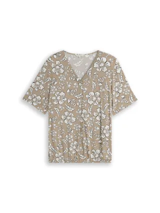 Tom Tailor - Plus Size - Bluse aus Viskose olive big flower design - Gr. - 44