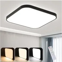ZMH LED Deckenleuchte Wohnzimmer 27CM Quadratisch 15W 3000-6500K Deckenlampe Flur, Dimmbar, LED fest integriert, Tageslichtweiß, Schwarz mit Fernbedienung Küchenlampe Schlafzimmer