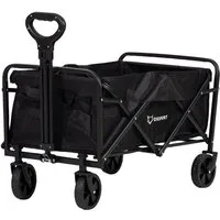 FOXSPORT Bollerwagen faltbar, Handwagen, Transportwagen, Strandbuggy (Packung), breites Geländepanzerrad, max. 100 kg, Vorder- & Hinterbremse