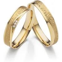 Firetti Trauring Schmuck Geschenk Gold 375 Hochzeit Ehering Partnerring "LIEBE", Made in Germany - wahlweise mit oder ohne Brillanten