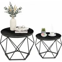 relaxdays Couchtisch 2er Set (2-teiliges Set), Schwarz-Schwarz