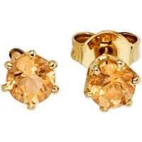 JOBO Paar Ohrstecker, rund 585 Gold mit Citrin