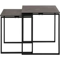 ACTONA GROUP Couchtisch Katrine, 2er-Set, Kaffetisch, Keramik-Tischplatte, modern, Scandi (Set, 2-St., Set aus 2 Couchtischen), Quadratisch, robustes schwarzes Stahlgestell, B: 50 x T: 50 cm