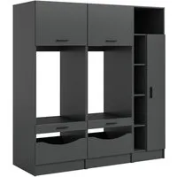 welltime Badmöbel-Set FALAS, 3-teilig, Hauswirtschaftsraum Set, Breite 182 cm, (Set, 3-St., bestehend aus: 2x Waschmaschinenumbauschrank & 1x Mehrzweckschrank), Kombination, Waschmaschinenumbau, Waschmaschinenschrank, Wäschekammer