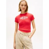 Tommy Jeans Kurzarmshirt TJW SLIM SHORT WAVY FLAG SS TEE mit Logoprint
