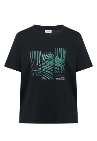 CECIL - T-Shirt mit Rundhals und Artwork palm breeze green - Gr. - L
