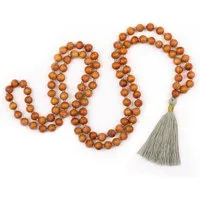 bodhi Perlenkette Mala Yoga Kette mit Sandelholz-Duft, farbige Quaste, 108 Perlen