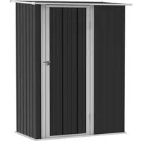 Outsunny Gerätehaus Geräteschuppen mit Tür, Outdoor, aus Stahl, BxT: 142x84 cm, (Holzhütte, 1 St., Gartenhaus), für Garten, Dunkelgrau