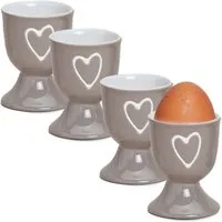 matches21 HOME & HOBBY Eierbecher, (4-tlg), Runde Keramik Ei-Halter als lustige Frühstücks-Eier Tisch-Deko